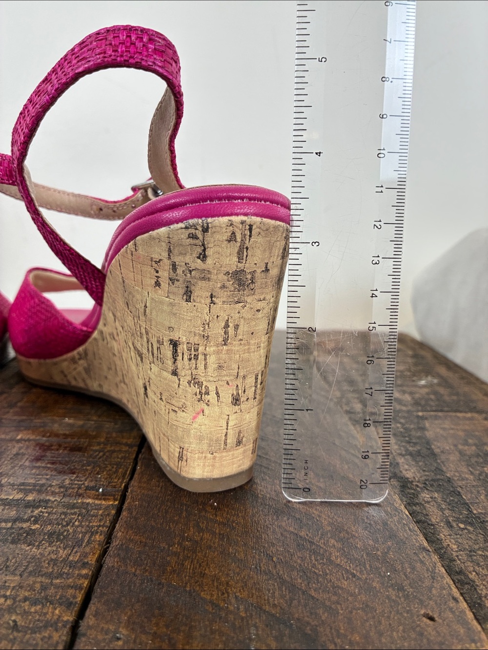NWOT Life Stride 7.5 Pink Woven Wedge Sandals Ankle Strap Espadrille Barbiecore - Picture 5 of 9